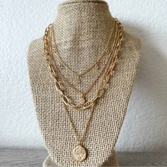 NEW | layered chain necklace with circle pendant - Picture 2 of 6